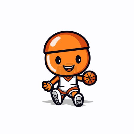 Ilustración de Jugador de baloncesto personaje de dibujos animados sobre fondo blanco. Diseño de ilustración vectorial. - Imagen libre de derechos