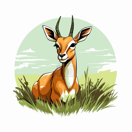 Illustration for Gazelle in the grass. Vector illustration for your design. - Royalty Free Image