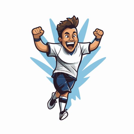 Illustration for Cheerful man jumping and celebrating his success. Vector illustration. - Royalty Free Image