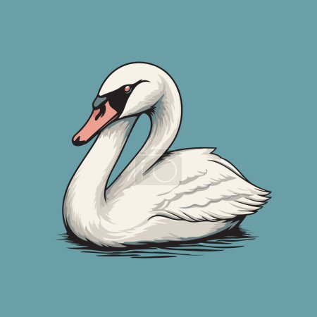 Ilustración de Cisne en el agua. Ilustración vectorial del cisne. - Imagen libre de derechos