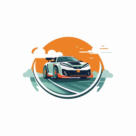 Illustration for Race car logo design template. Vector illustration of a race car. - Royalty Free Image