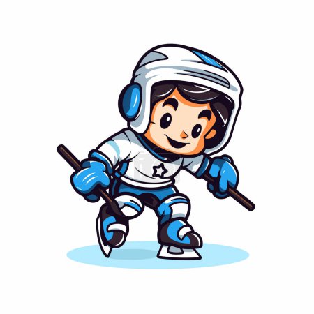 Jugador de hockey de dibujos animados. Ilustración vectorial de un jugador de hockey animado.