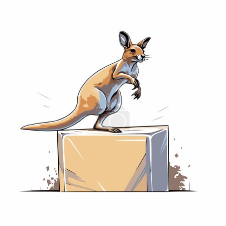 Illustration for Kangaroo standing on the wall. Vector illustration of a kangaroo. - Royalty Free Image