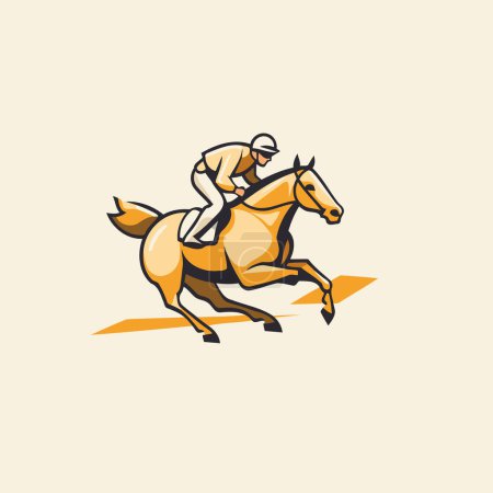 Illustration for Horse racing vector logo design. Horse jockey riding a horse - Royalty Free Image