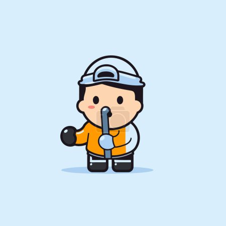 Illustration for Cute engineer cartoon character vector illustration design. flat design style. - Royalty Free Image