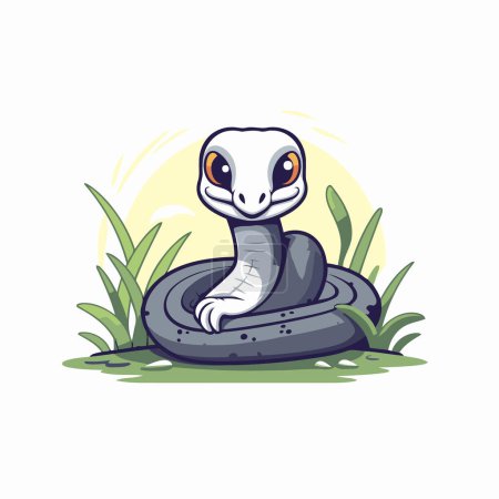 Illustration for Cute snake cartoon mascot. Vector illustration isolated on white background. - Royalty Free Image
