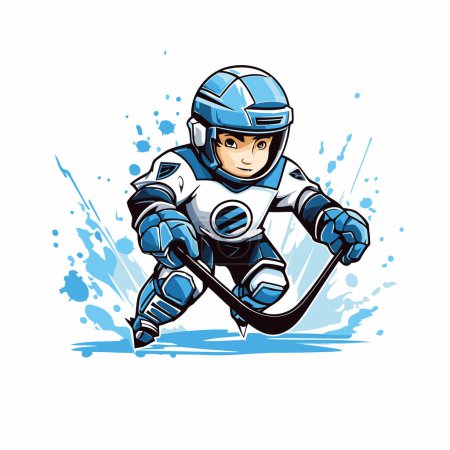 Illustration for Ice hockey player. Vector illustration of a hockey player on ice. - Royalty Free Image