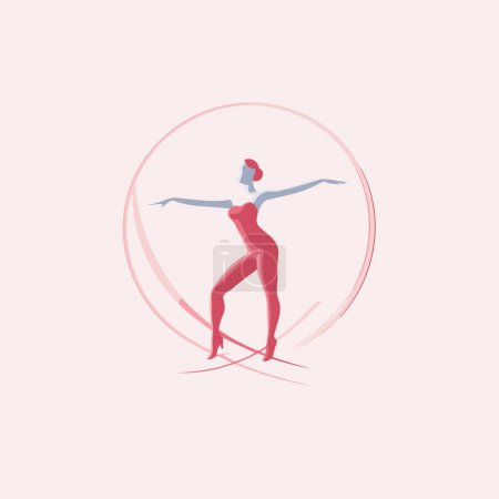 Téléchargez les illustrations : Danseuse de ballet en robe rouge. Illustration vectorielle d'une ballerine. - en licence libre de droit