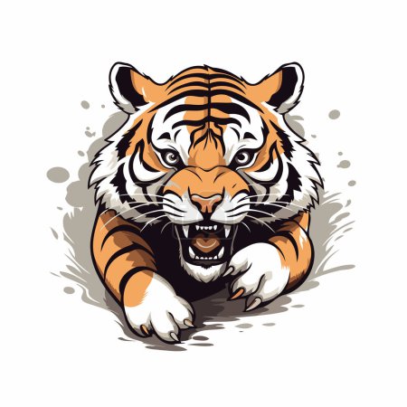 Illustration for Vector illustration of a tiger head on a white background with splashes - Royalty Free Image