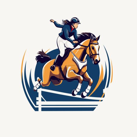 Illustration for Jockey riding a horse. jockey on the horse. vector illustration - Royalty Free Image