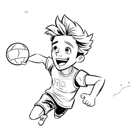 Illustration for Vector illustration of a boy playing volleyball. Isolated on white background. - Royalty Free Image