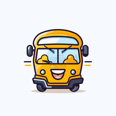 Ilustración de Lindo personaje de dibujos animados de autobús escolar. Ilustración vectorial. Concepto educativo. - Imagen libre de derechos
