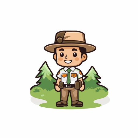 Illustration for Cute Farmer Cartoon Character Vector Illustration. Isolated on White Background. - Royalty Free Image