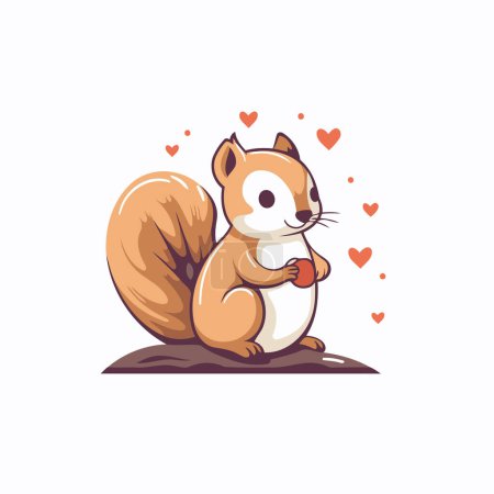 Téléchargez les illustrations : Un écureuil amoureux. Mignon personnage de dessin animé. Illustration vectorielle. - en licence libre de droit