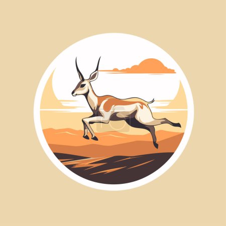 Téléchargez les illustrations : Springbok (antilope) dans le désert. Illustration vectorielle - en licence libre de droit