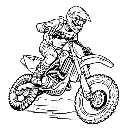 Illustration for Illustration of a motocross rider on a white background. - Royalty Free Image