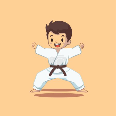Illustration for Cartoon karate boy. Vector illustration of a karate boy. - Royalty Free Image