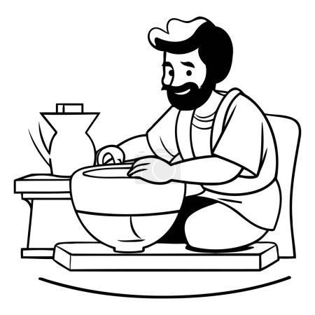 Illustration for Handsome man potter at work cartoon vector illustration graphic design - Royalty Free Image