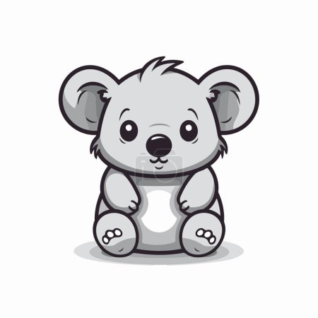 Téléchargez les illustrations : Mignon koala dessin animé sur fond blanc. Illustration vectorielle d'un koala mignon. - en licence libre de droit