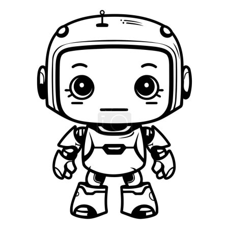 Ilustración de Personaje lindo negro y blanco del robot de la historieta mascota Vector Ilustración - Imagen libre de derechos