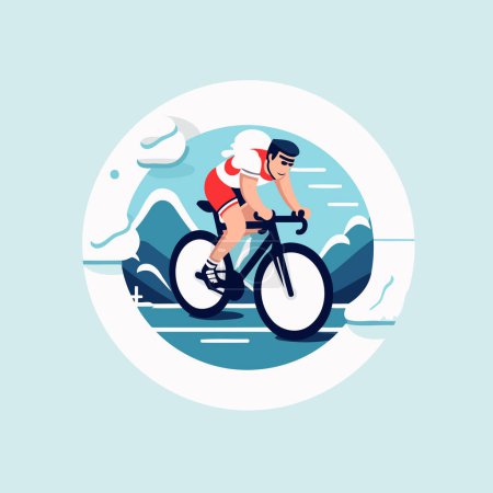 Illustration for Cyclist riding a bicycle. Vector illustration in flat style. - Royalty Free Image