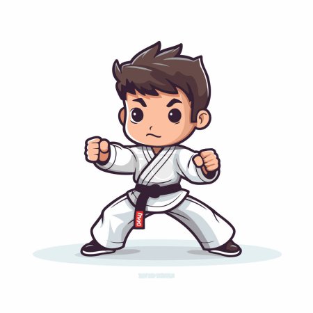Illustration for Taekwondo. Cute cartoon character. Vector illustration. - Royalty Free Image