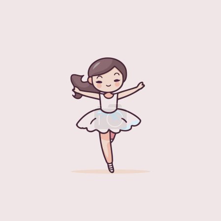 Cute little ballerina in white tutu. Vector illustration.