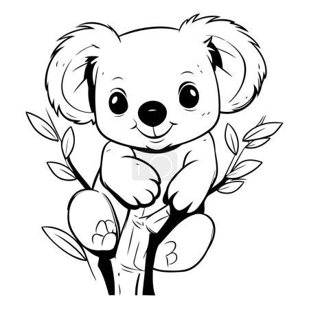 Téléchargez les illustrations : Mignon koala tenant une branche avec des feuilles. Illustration vectorielle. - en licence libre de droit