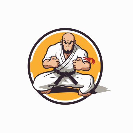 Ilustración de Artes marciales. karate. Ilustración vectorial de un luchador de artes marciales - Imagen libre de derechos
