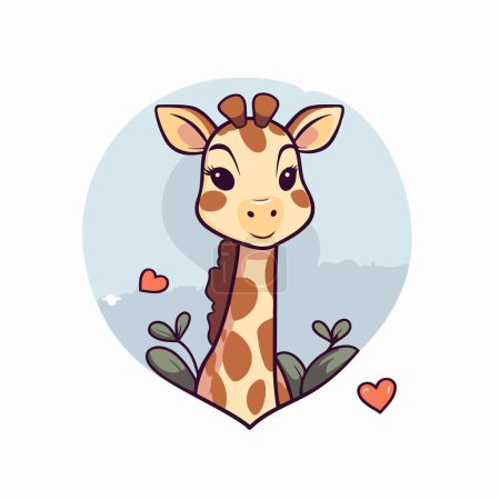 Téléchargez les illustrations : Jolie girafe de dessin animé. Illustration vectorielle dans un style plat. - en licence libre de droit