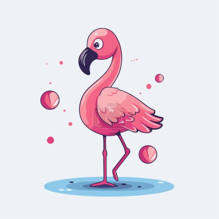 Téléchargez les illustrations : Illustration vectorielle de dessin animé Flamingo. Mignon flamant rose animal. - en licence libre de droit