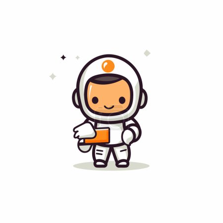 Ilustración de Lindo personaje de dibujos animados astronauta. Ilustración vectorial en estilo de diseño plano. - Imagen libre de derechos