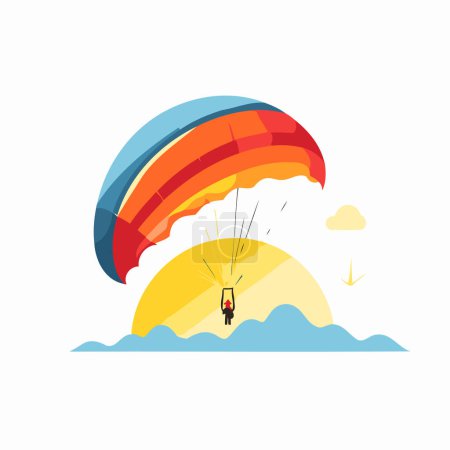 Illustration for Paraglider flying in the sky. Flat vector illustration. - Royalty Free Image