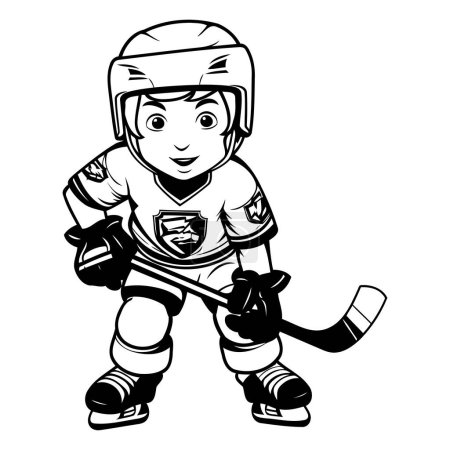 Hockey Player Mascota de dibujos animados. Ilustración vectorial lista para corte de vinilo.