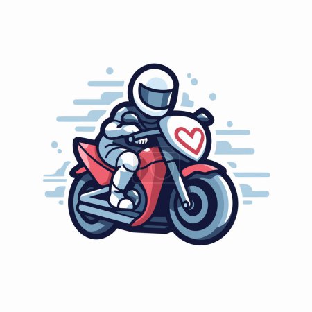 Ilustración de Motociclista con corazón en moto. Ilustración vectorial en estilo plano - Imagen libre de derechos