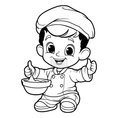 Illustration for Illustration of a Little Boy with a Bowl of Soup and a Chef Hat - Royalty Free Image