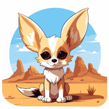 Illustration for Cute cartoon chihuahua in the desert. Vector illustration. - Royalty Free Image