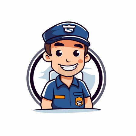 Illustration for Policeman Smiling Face Cartoon Mascot Vector Illustration - Royalty Free Image
