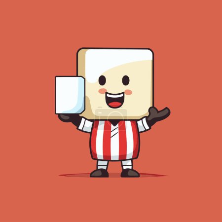 Illustration for Cartoon character of referee holding a blank card. Vector illustration. - Royalty Free Image