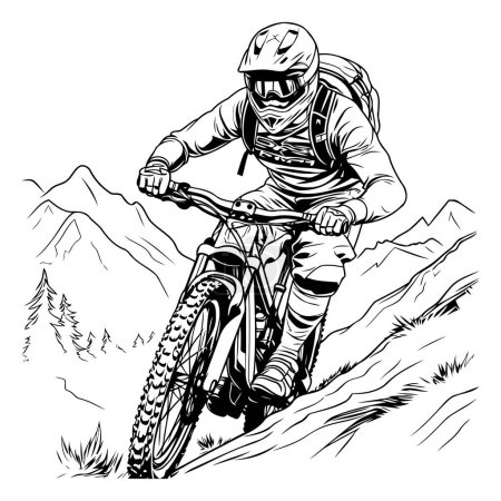 Ilustración de Ciclista de montaña en la carretera. Ilustración vectorial lista para corte de vinilo. - Imagen libre de derechos