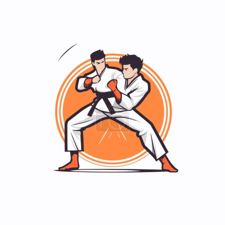 Illustration for Tae Kwon Do. Korean martial art. Vector illustration. - Royalty Free Image