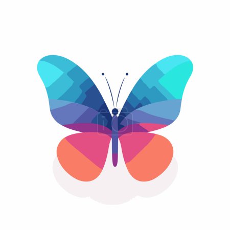 Illustration for Butterfly icon. Flat color design. Vector Illustration. - Royalty Free Image
