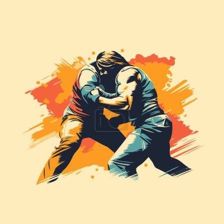 Illustration for Kung fu vector illustration. kung fu fighterial arts - Royalty Free Image