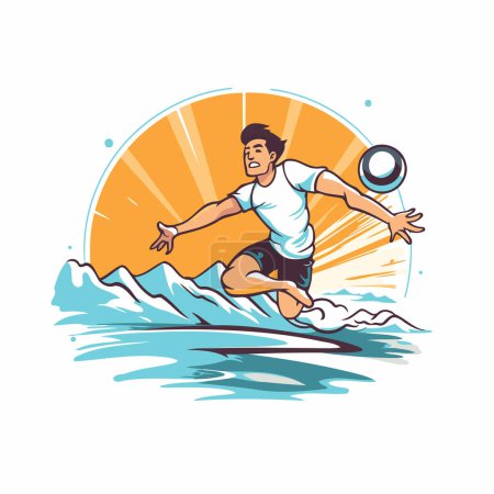 Illustration for Man playing beach volleyball. Vector illustration of a young man playing beach volleyball. - Royalty Free Image