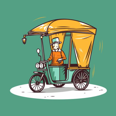 Ilustración de Tuk Tuk. taxi o rickshaw. Ilustración vectorial - Imagen libre de derechos