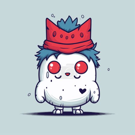 Illustration for Cute kawaii snowman character with red bandana. Vector illustration - Royalty Free Image