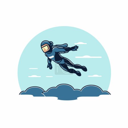 Ilustración de Paracaidista volando en el cielo. Ilustración vectorial en estilo plano - Imagen libre de derechos