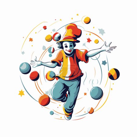 Illustration for Clown juggling balls. Vector illustration. Isolated on white background. - Royalty Free Image