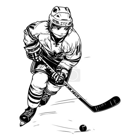 Illustration for Hockey player in action. Vector illustration of a hockey player. - Royalty Free Image