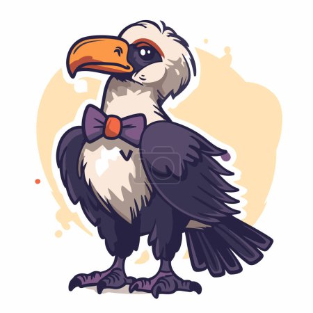 Illustration for Eagle with bow tie. Vector illustration of a vulture. - Royalty Free Image